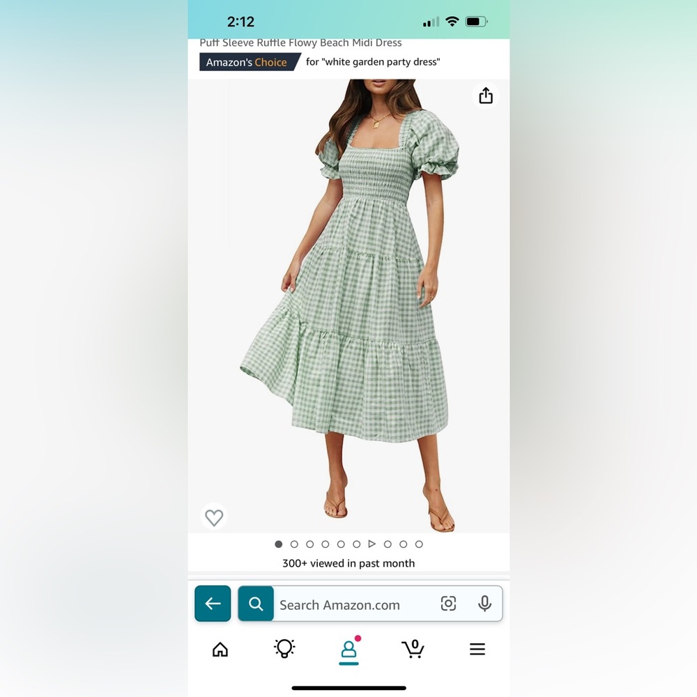 Zesica smocked sage green checkered dress